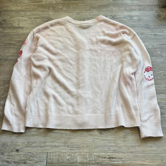 Hello Kitty Cardigan Strawberry Milk Skimmer Sweater Knit Patch Sanrio XL - Picture 2 of 10